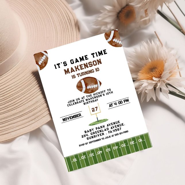 Sport Football  Second Birthday 10th year Down Invitation (Creator Uploaded)