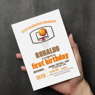 Sport Game Basketball Boy 1st Birthday Invitation