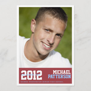 Sport Guy Photo Graduation Party Invitation Red