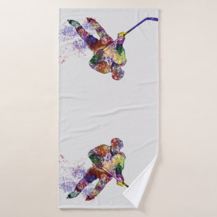 Sport Hockey Player colourful Bath Towel