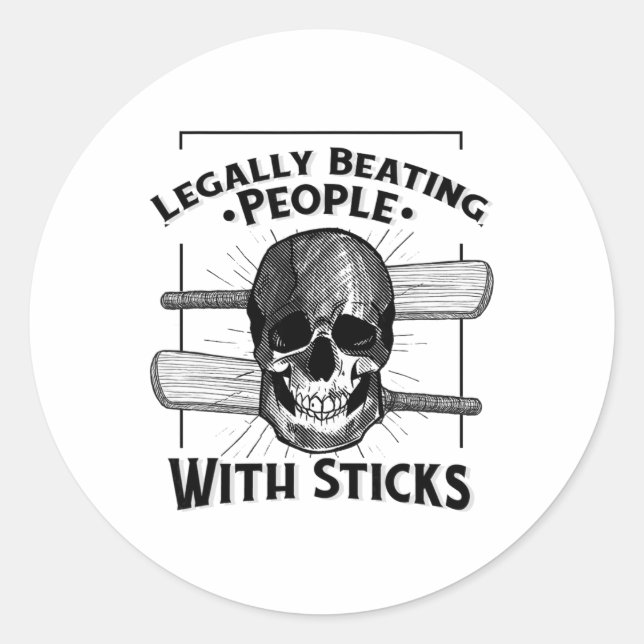 Sport Humor Legally Beating People With Sticks Sku Classic Round Sticker (Front)