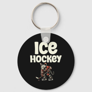 Sport Ice Hockey Cat Enthusiast Feline Kitten Love Key Ring