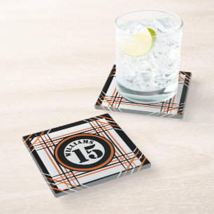 Sport Inspired Orange & black Glass Coaster