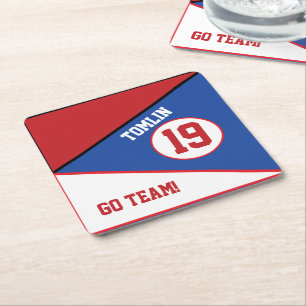 Sport Inspired Red & Blue paper coaster