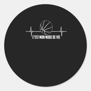 Sport Lover Heartbeat And Basketball Classic Round Sticker