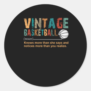 Sport Lover   Retro Vintage Basketball Definition Classic Round Sticker