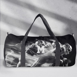Sport Monogram, Black and White Football Duffle Bag