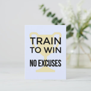 Sport motivational train to win typography postcard