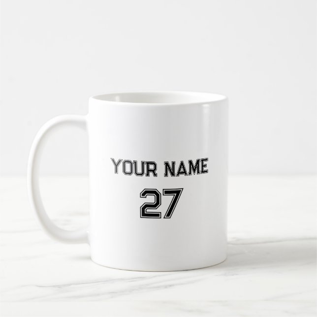 Sport Name and Number Personalised Coffee Mug (Left)