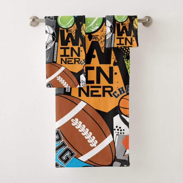 Sport Pattern With Balls Bath Towel Set (Insitu)