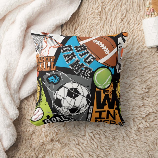 Sport Pattern With Balls Cushion (Blanket)