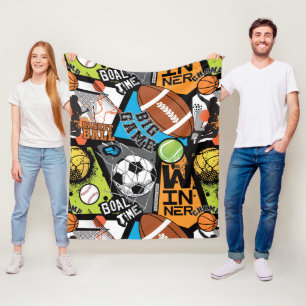 Sport Pattern With Balls Fleece Blanket