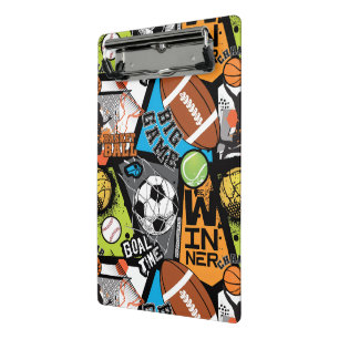 Sport Pattern With Balls Mini Clipboard