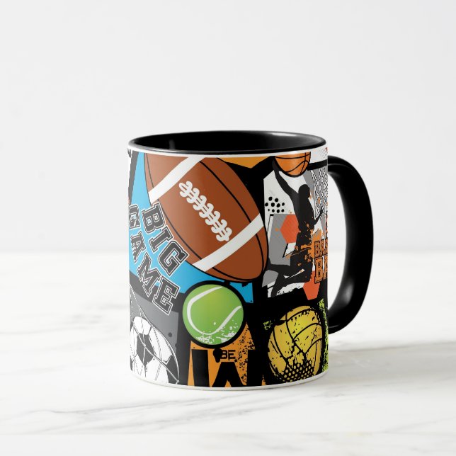Sport Pattern With Balls Mug (Front Right)