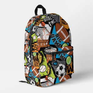 Sport Pattern With Balls Printed Backpack
