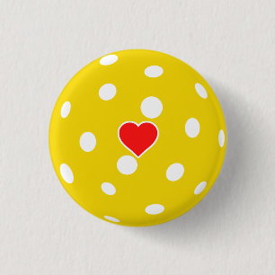 Sport Pickleball yellow ball with heart 3 Cm Round Badge