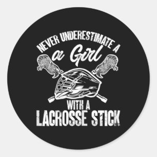 Sport Player Lacrosse A Girl With Lacrosse Stick Classic Round Sticker
