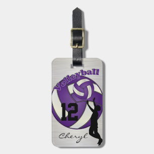 Sport Purple Volleyball DIY Name & Number Luggage Tag