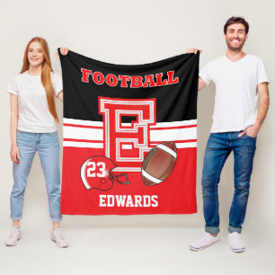 Sport Red Letter E - Football Fleece Blanket