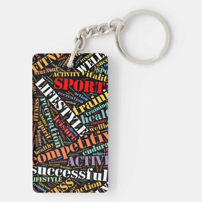 Sport related words pattern key ring (Back)