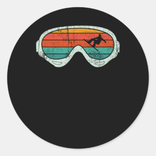Sport Retro Snowboarder Snowboarding Goggles Snowb Classic Round Sticker