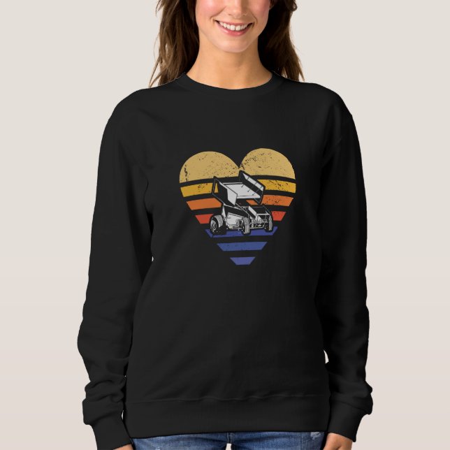 Sport Retro Sunset Heart Sprint Car Racing Sweatshirt (Front)