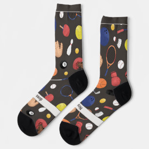 Sport School Pattern on Dark Grey Socks