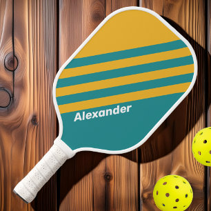 Sport Seashell Sunrise Stripes with Name Pickleball Paddle