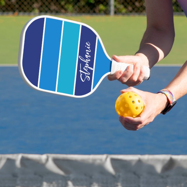 Sport Signature Blue Striped Pickleball Paddle (Insitu)