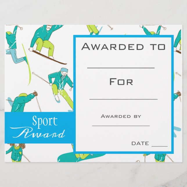 Sport skiing certificate award (Front)