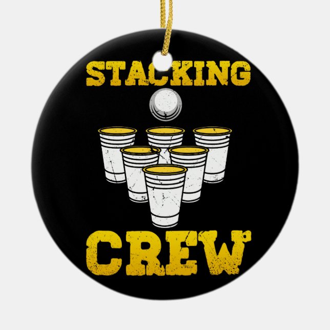 Sport Stacking Crew Cups Speed Stacker Squad Stack Ceramic Ornament (Front)