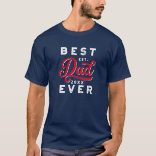 Sport Style Red & Navy Emblem Best Dad Ever T-Shirt