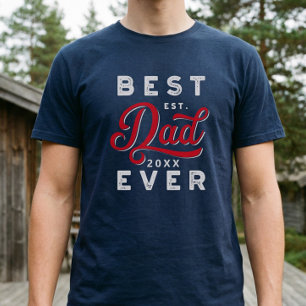Sport Style Red & Navy Emblem Best Dad Ever T-Shirt
