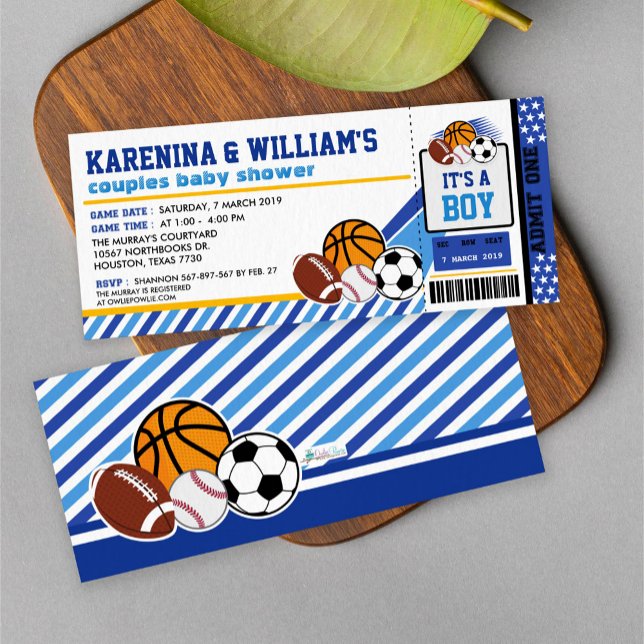 Sport Ticket Pass Couples Baby Shower Invitation (Creator Uploaded)