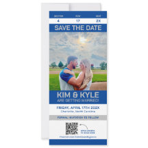 Sport Ticket Save The Date Large Flat Card QR Code