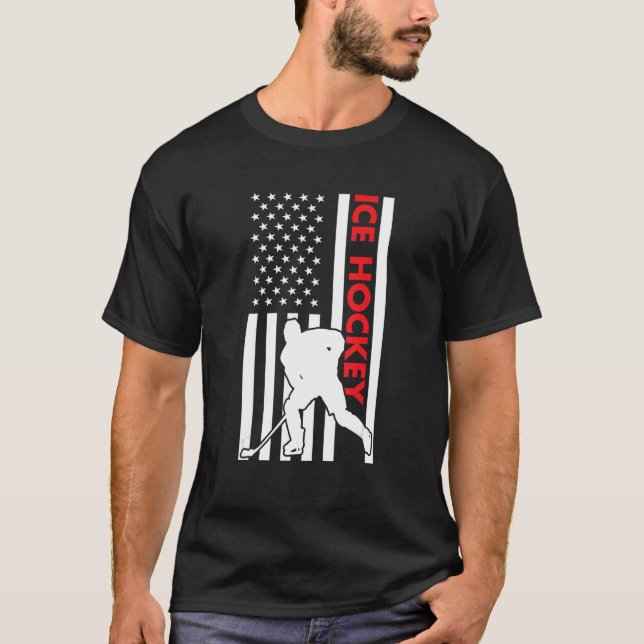 Sport Us Flag Ice Hockey T-Shirt (Front)