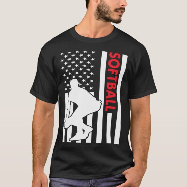 Sport Us Flag Softball T-Shirt (Front)