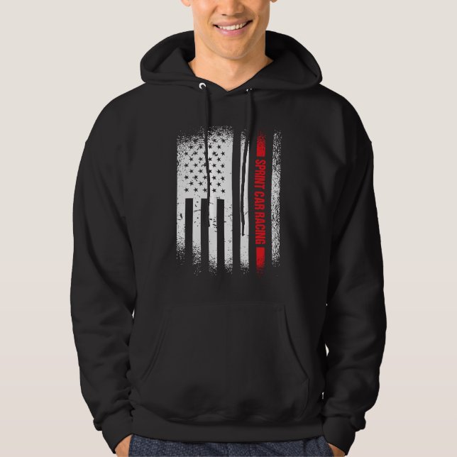 Sport Us Flag Sprint Car Racing  2 Hoodie (Front)