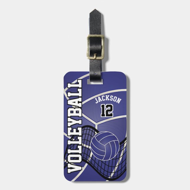 Sport Volleyball 🏐 - Dark Blue Luggage Tag (Front Vertical)