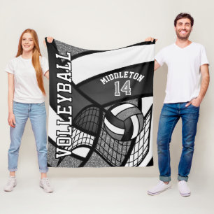 Sport Volleyball 🏐 - Grey, White, Black Fleece Blanket