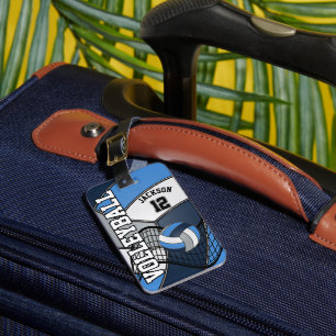 Sport Volleyball 🏐 - Light Blue, Grey & Dark Blue Luggage Tag