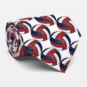 Sport White, Dark Red and Dark Blue Volleyball Tie