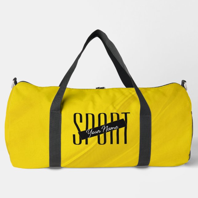 Sport Yellow Black Modern Gym Bag (Front)