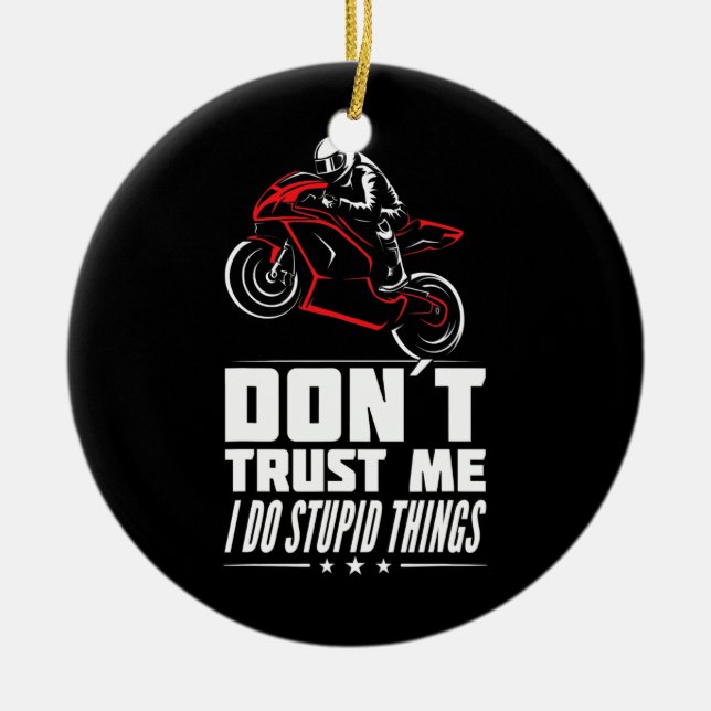 Sportbike Motorcycle Rider Superbike Old Biker Ceramic Ornament (Front)