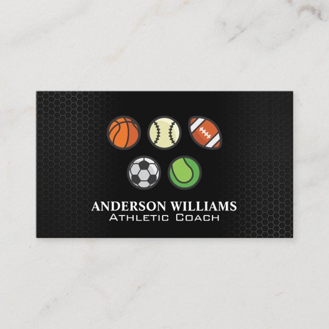 Sporting Equipment Icons Business Card (Front)