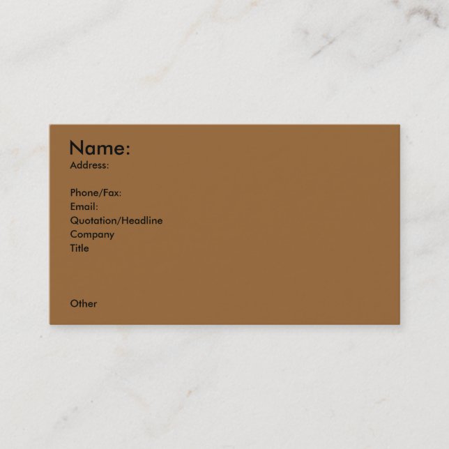 Sporting Goods (Archery on back) Profile Card (Front)