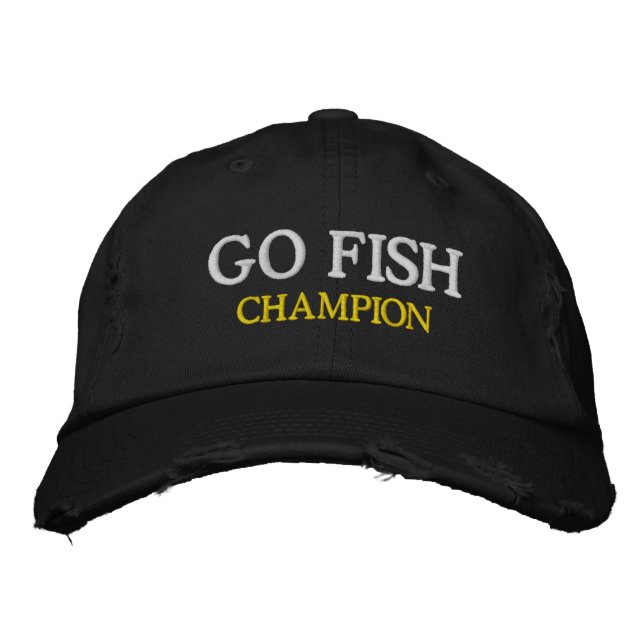 Sporting Goods Golf Board Games GO FISH Embroidered Hat (Front)