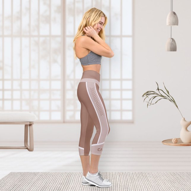 Sportive Mocha Mousse Boho Chic Monogram  Capri Leggings (Sportive Mocha Mousse Boho Chic Monogram Capri Leggings ©Susanne Sachers - Sunny Wanderlust 🌞✈️)