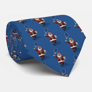 Sportive Santa Claus Plays Tennis Tie