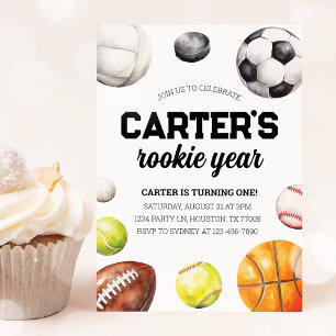 Sports 1st Birthday Invitation